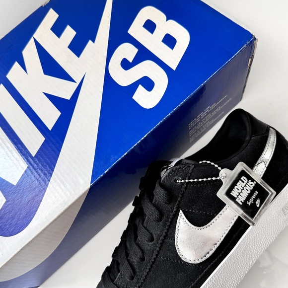 Nike SB Bruin Supreme Black Metallic Silver Men's Size 9 363319-001 DS SS09 DUNK - Picture 2 of 16